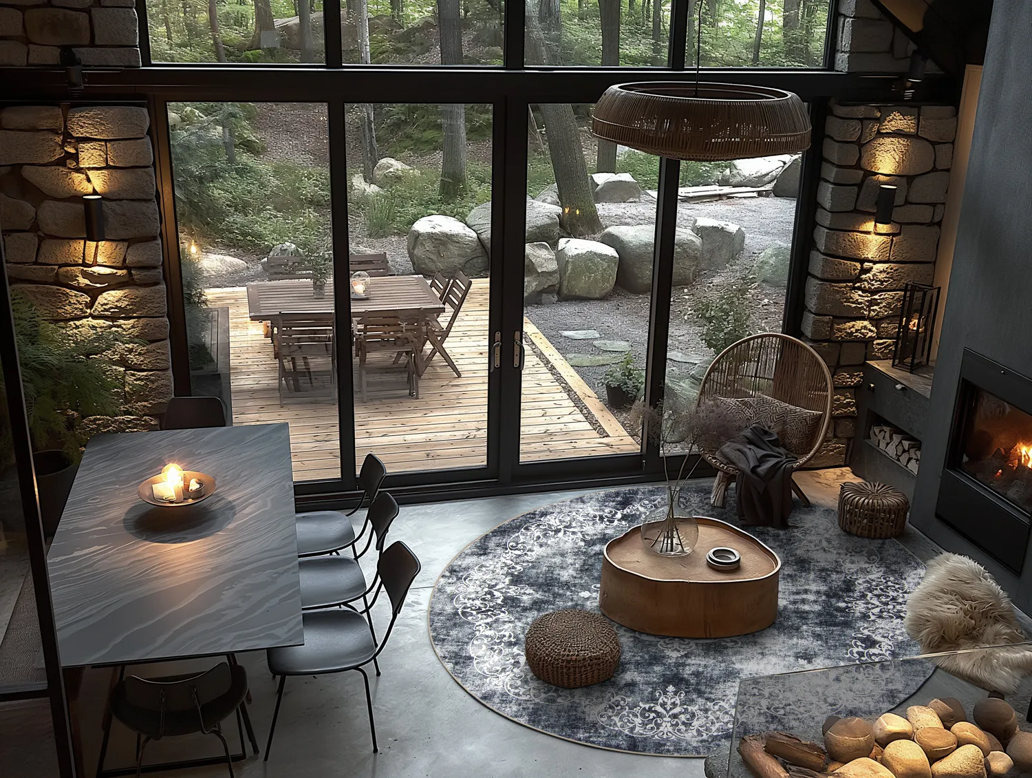 Rund Teppich - Santi (bläuliches grau/weiß)