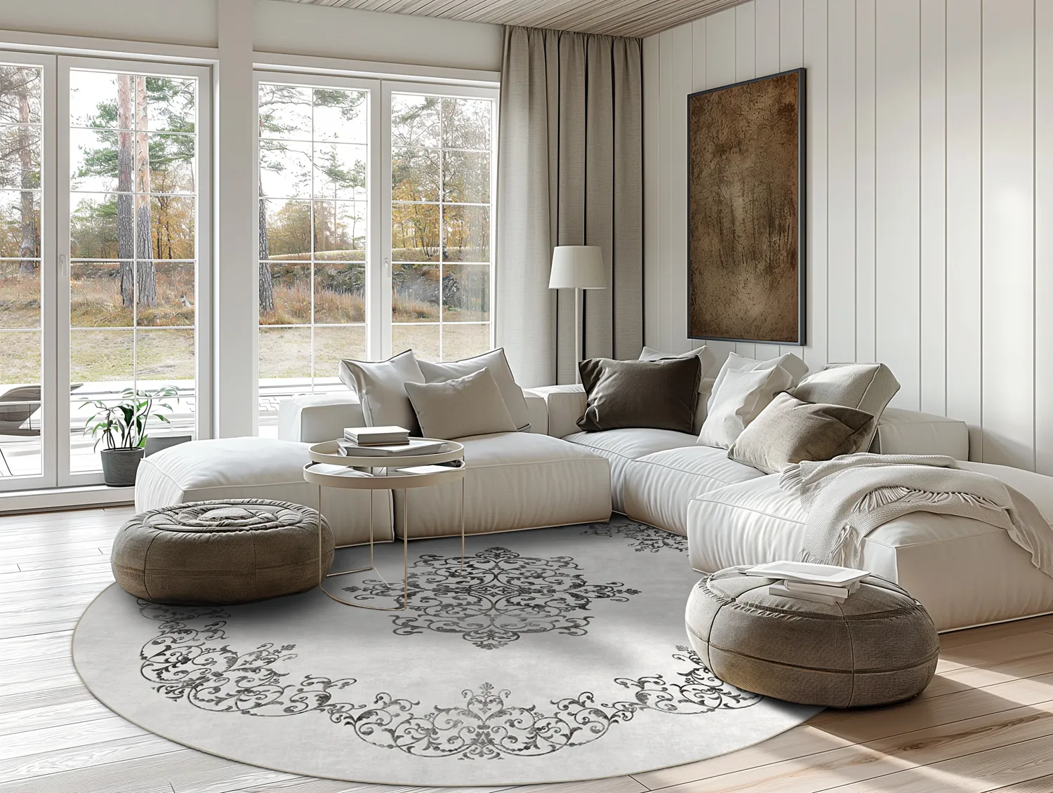 Rund Teppich - Santi (weiß/schwarz)