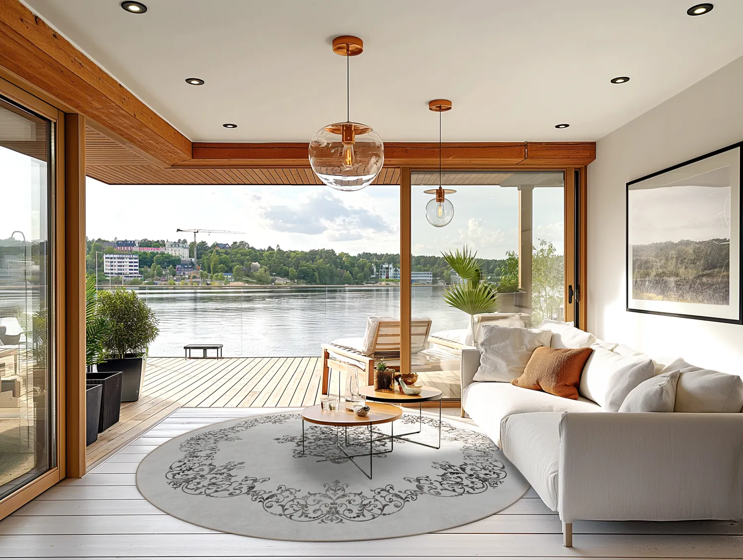 Rund Teppich - Santi (weiß/schwarz)