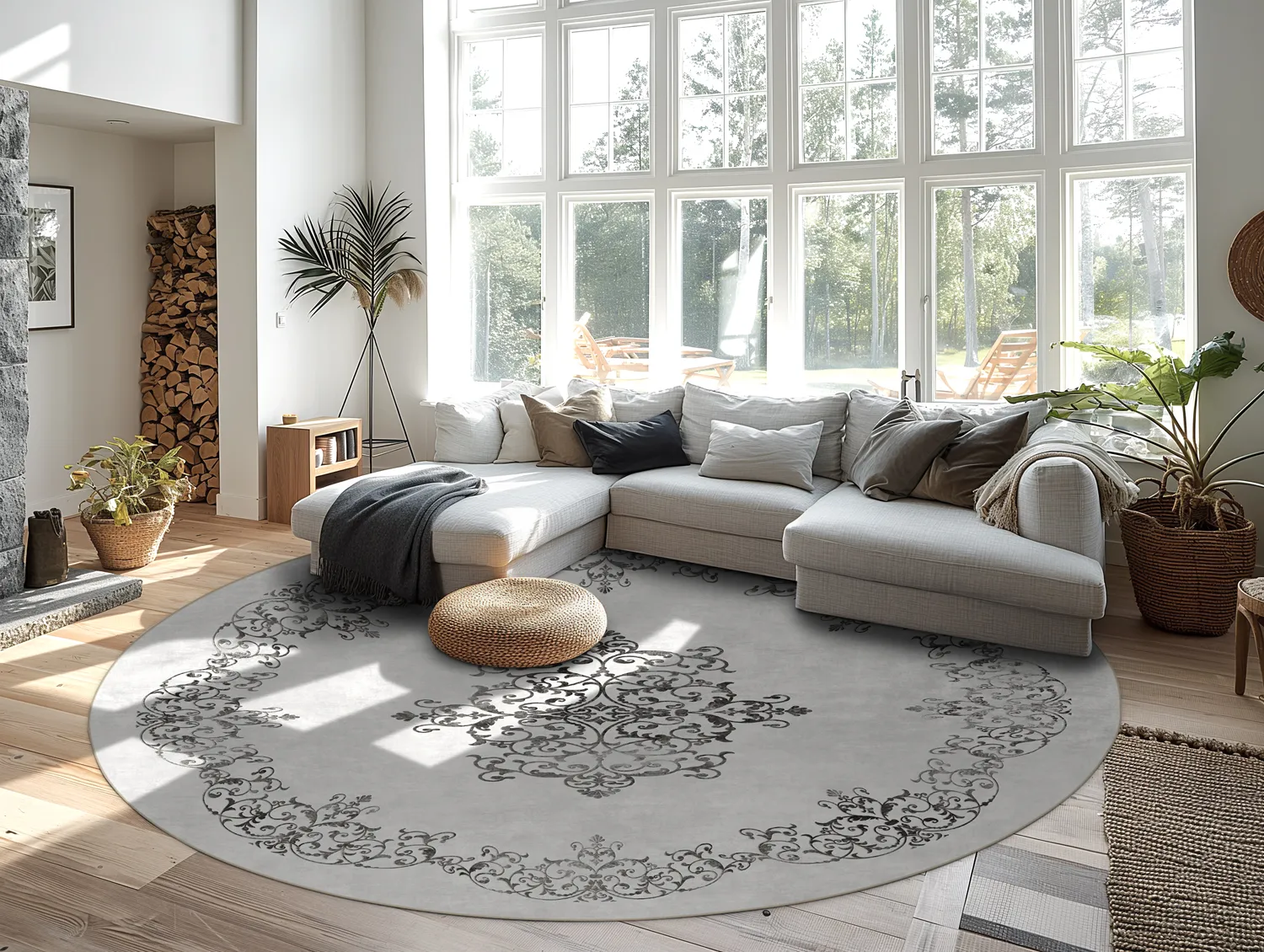 Rund Teppich - Santi (weiß/schwarz)