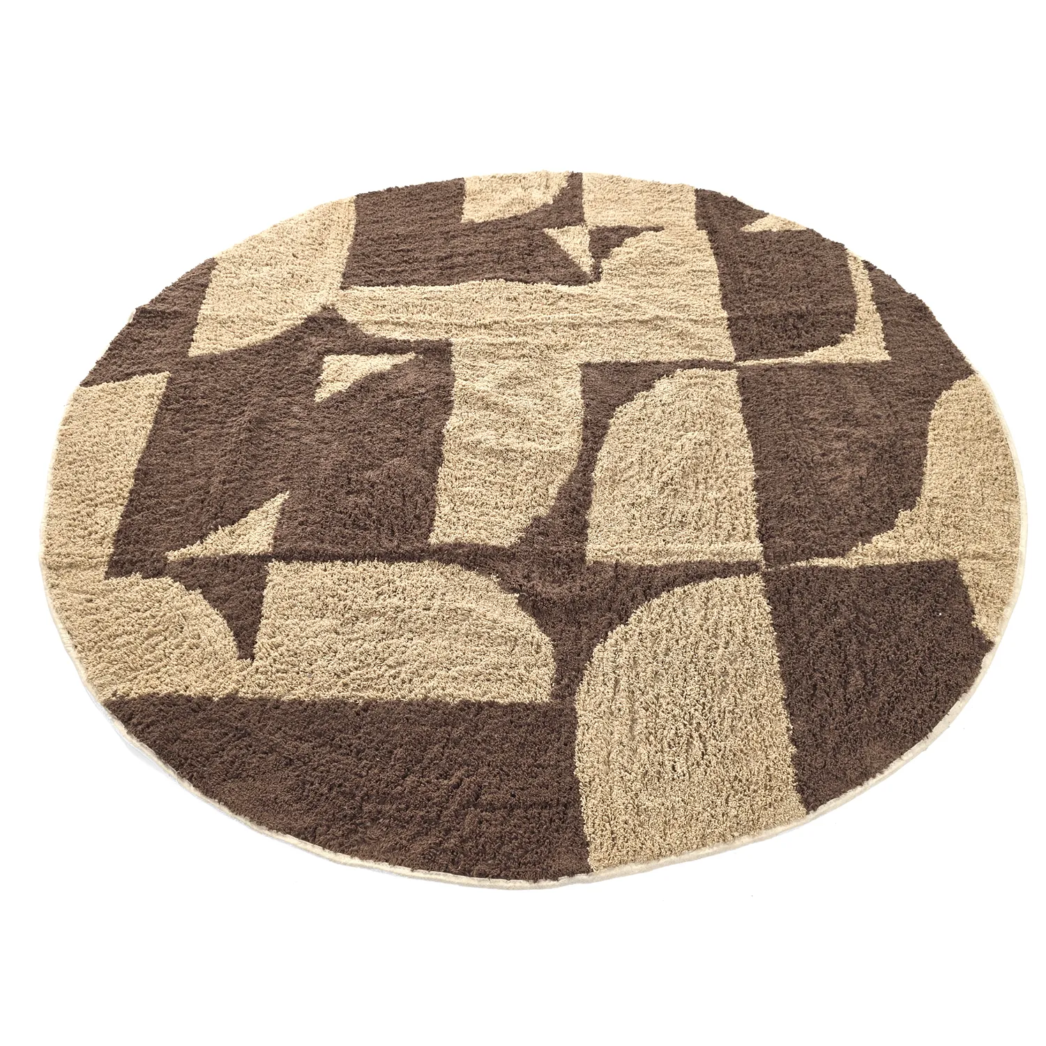 Rund Teppich - Siberia Natural Cotton Shaggy (beige/braun)