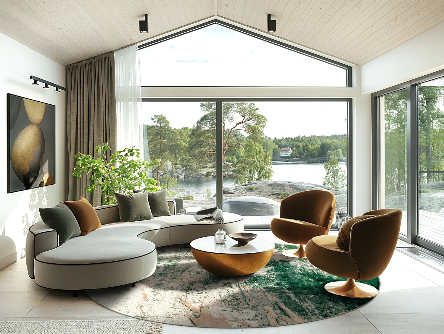 Rund Teppich - Tamalous (beige/grün)