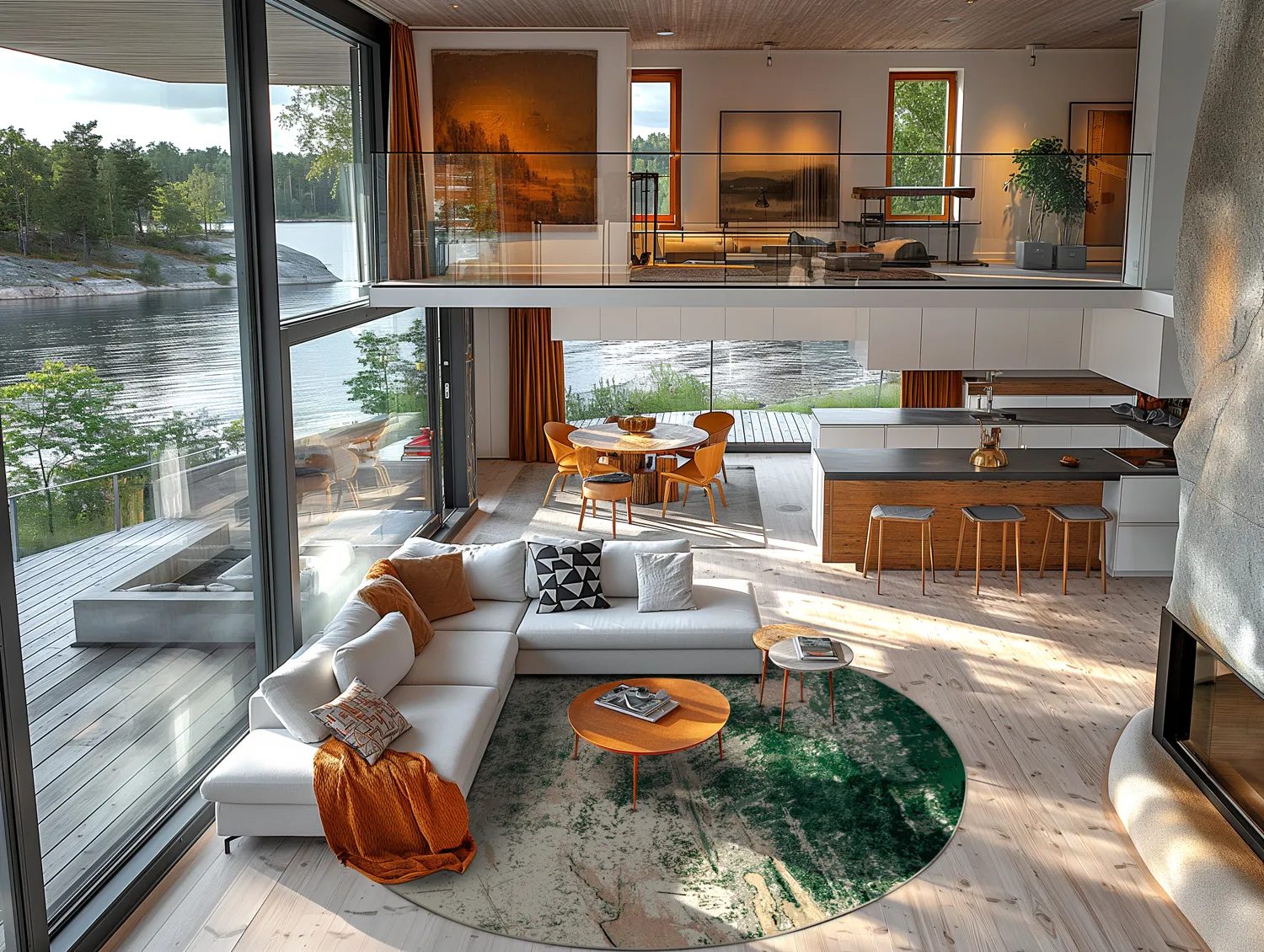 Rund Teppich - Tamalous (beige/grün)