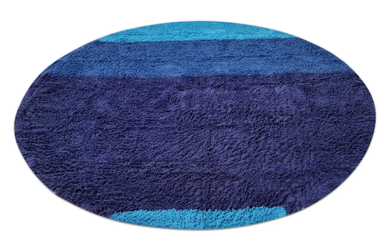 Tapis rond - Taro Natural Cotton Shaggy (bleu)