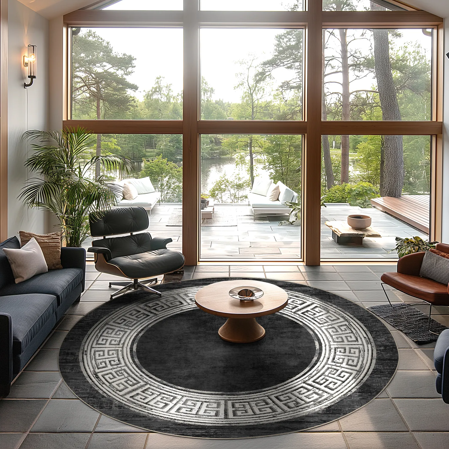 Rund Teppich - Tilos (schwarz/weiß)