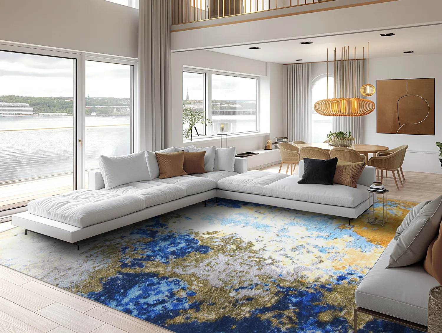 Wilton-Teppich - Travale (blau/gelb/multi)