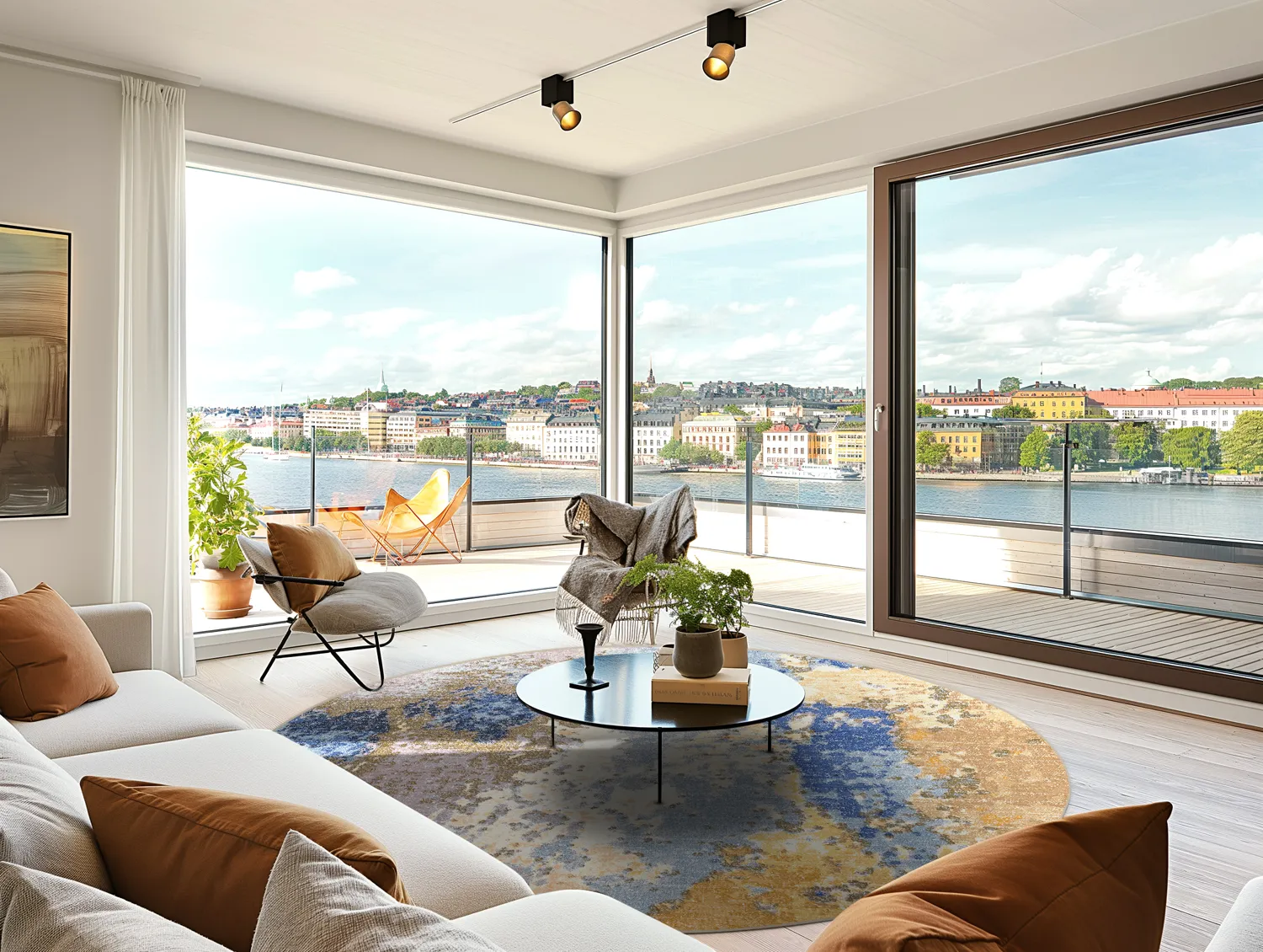 Rund Teppich - Travale (grau/blau/multi)