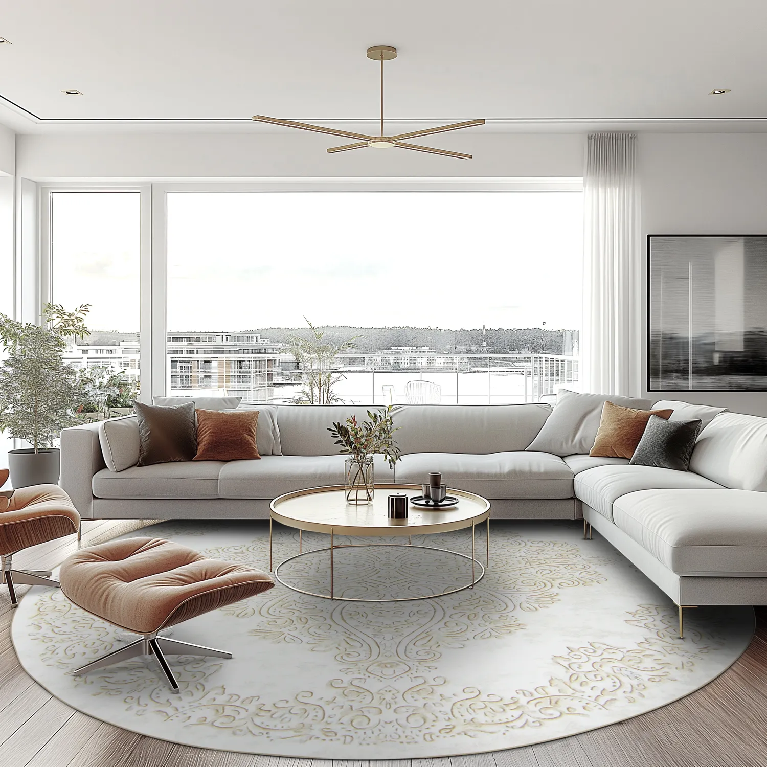 Rund Teppich - Valenza (weiß/beige)