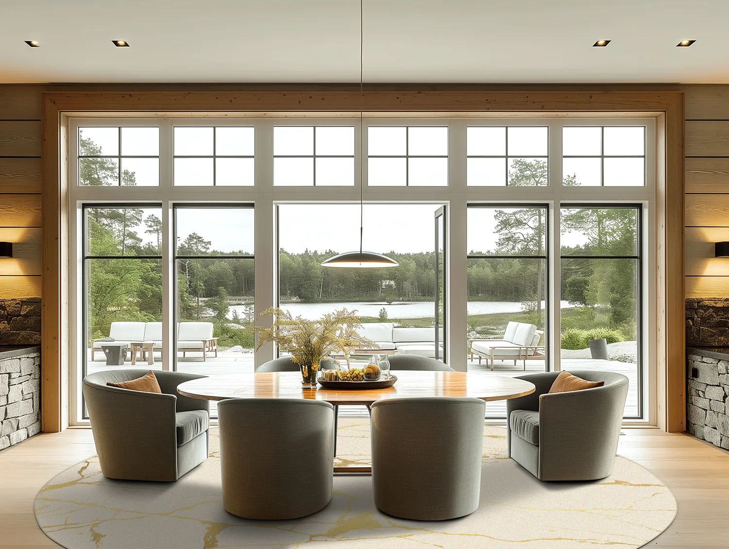 Tapis rond - Vieste (beige/doré)