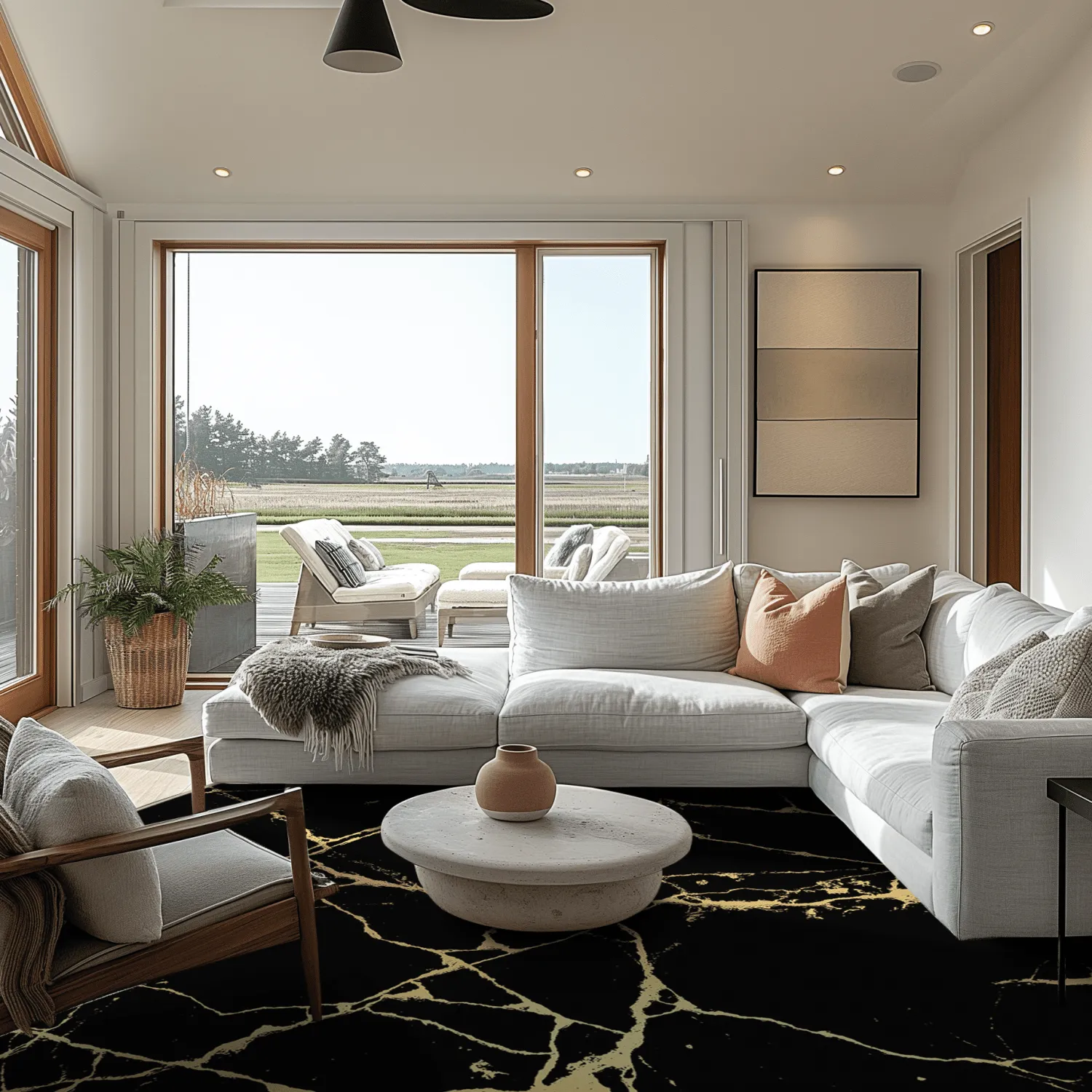 Rund Teppich - Vieste (schwarz/gold)