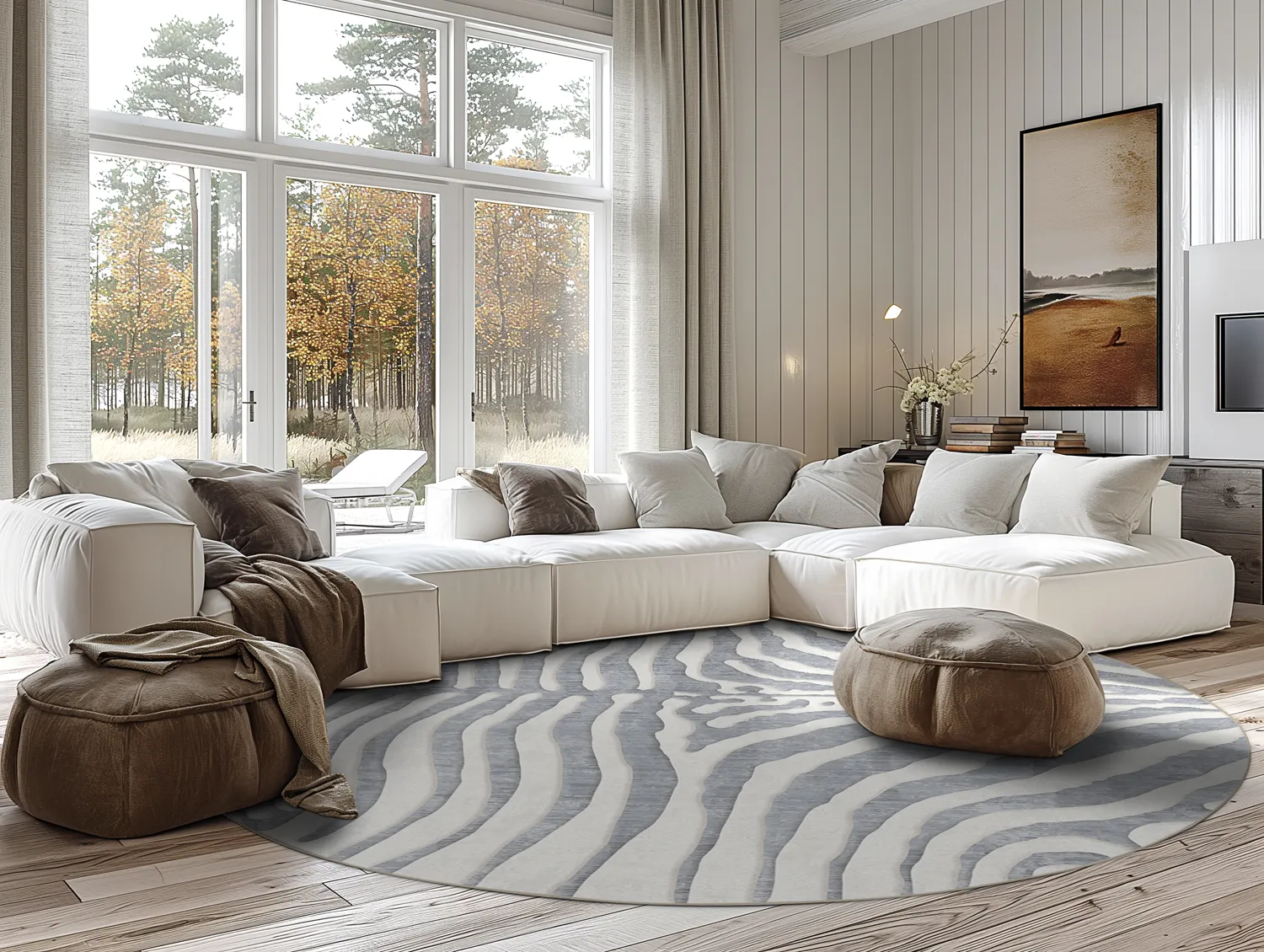 Rund Teppich - Zebra