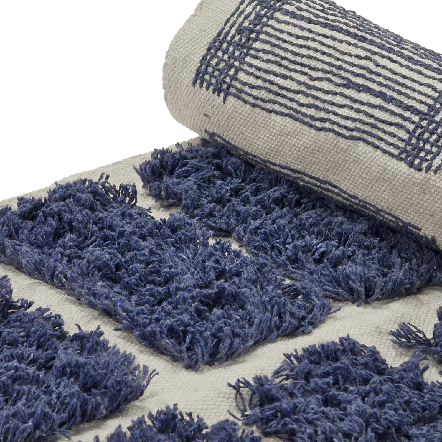 Hochflorteppiche - Zola Natural Cotton Shaggy (blau)