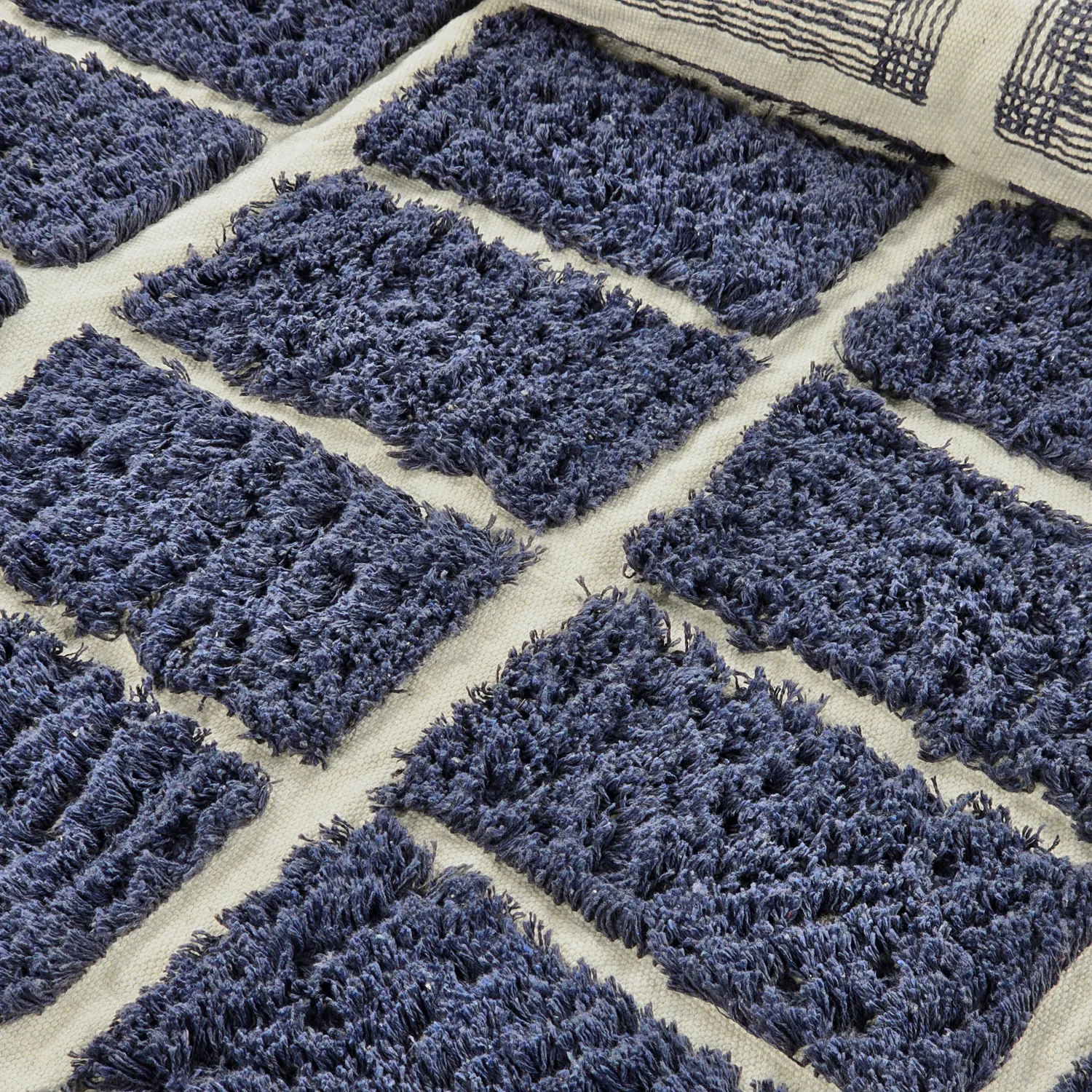 Rund Teppich - Zola Natural Cotton Shaggy (blau)