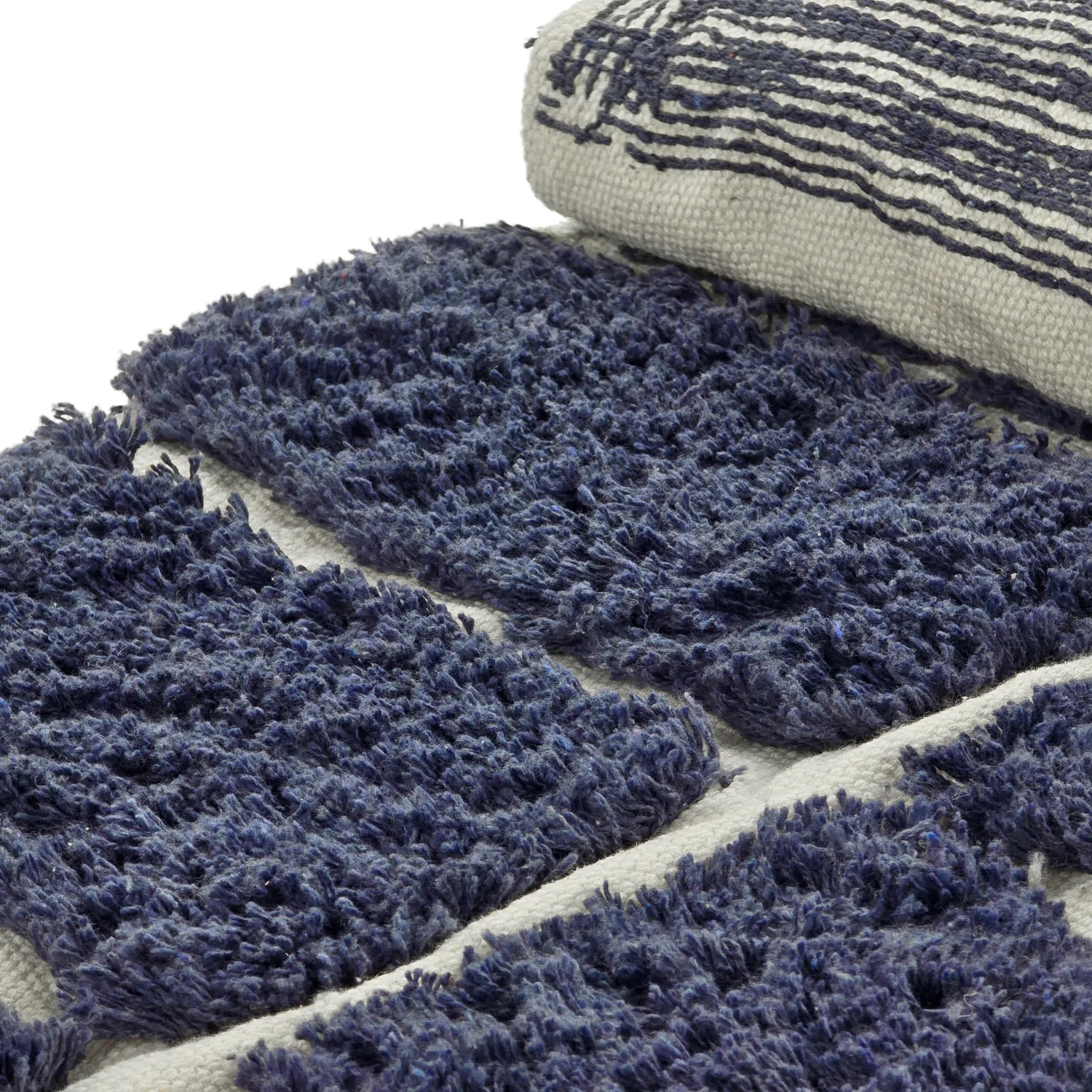 Rund Teppich - Zola Natural Cotton Shaggy (blau)