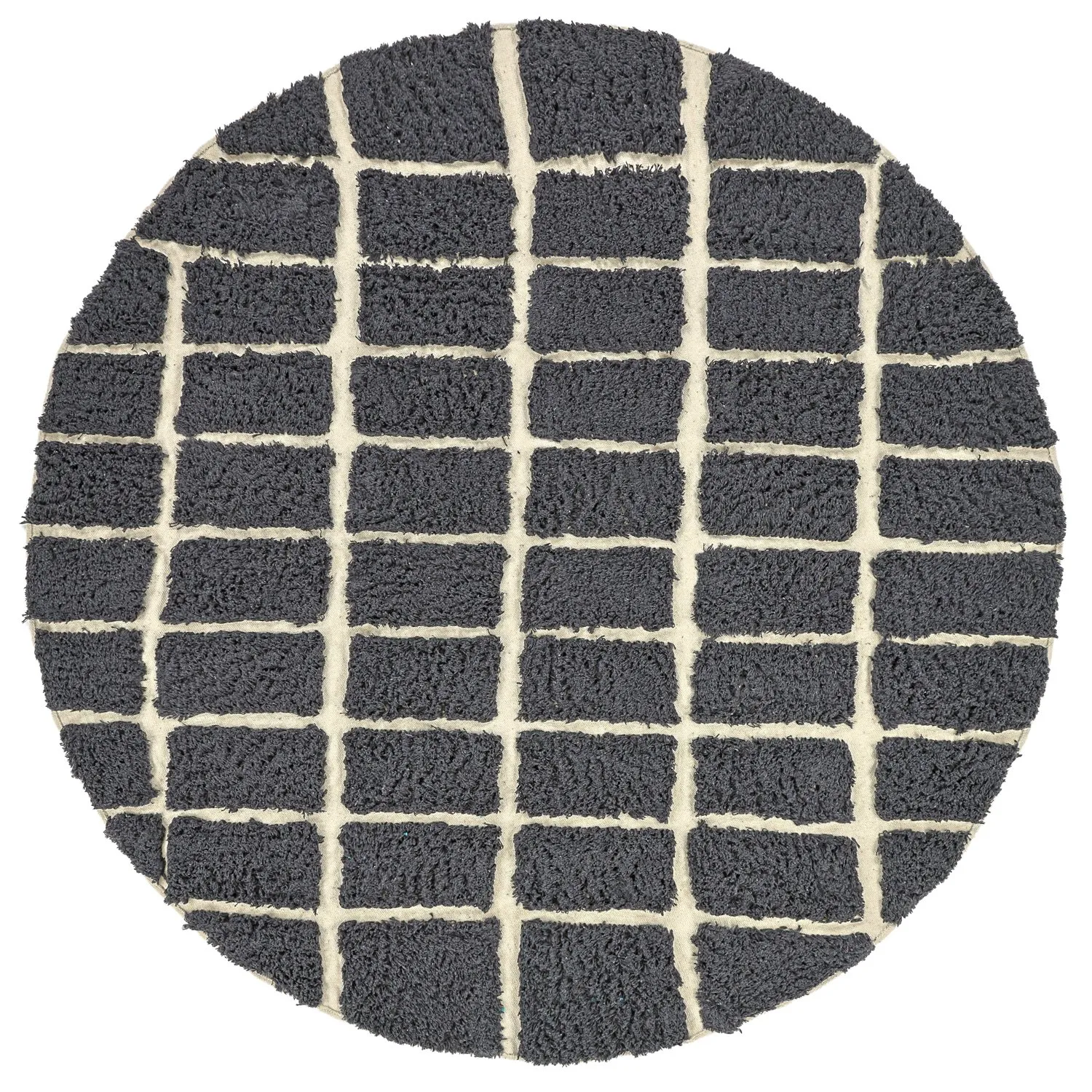 Tapis rond - Zola Natural Cotton Shaggy (gris foncé)