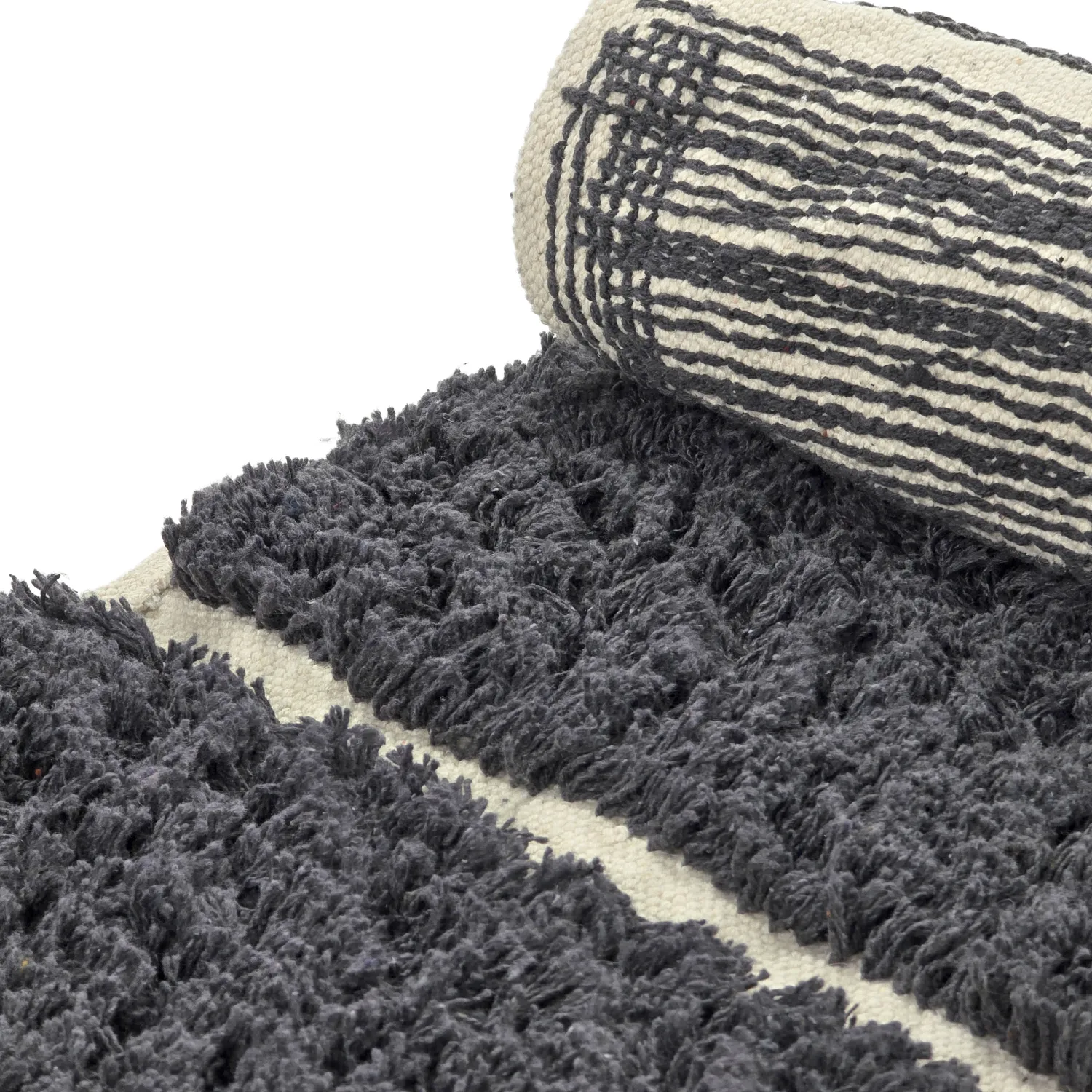 Tapis rond - Zola Natural Cotton Shaggy (gris foncé)