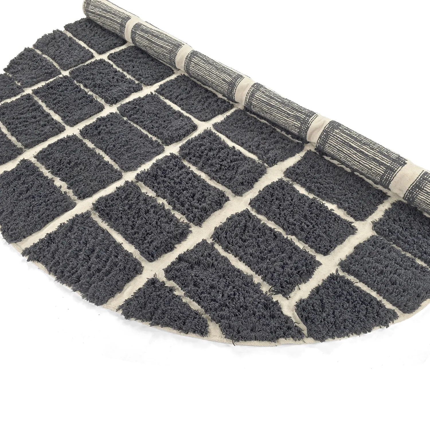 Tapis rond - Zola Natural Cotton Shaggy (gris foncé)