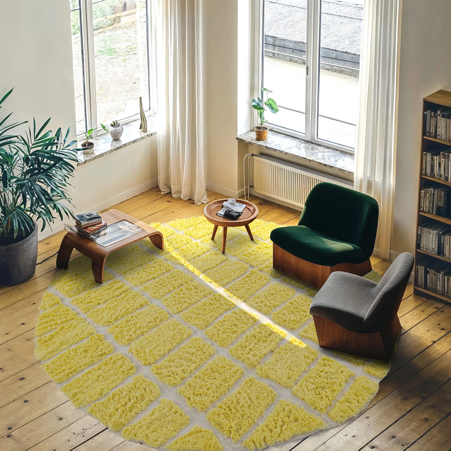 Rund Teppich - Zola Natural Cotton Shaggy (gelb)