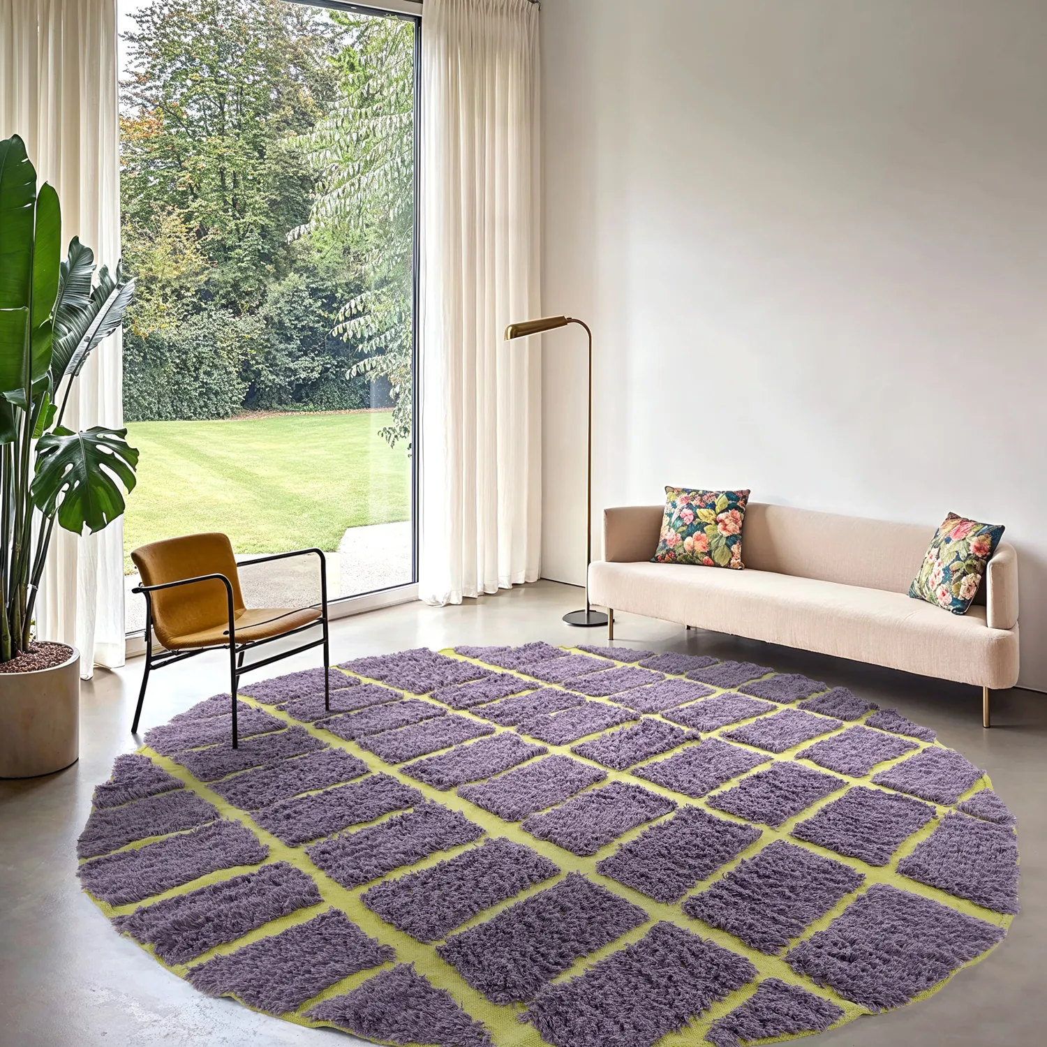 Rund Teppich - Zola Natural Cotton Shaggy (lila)