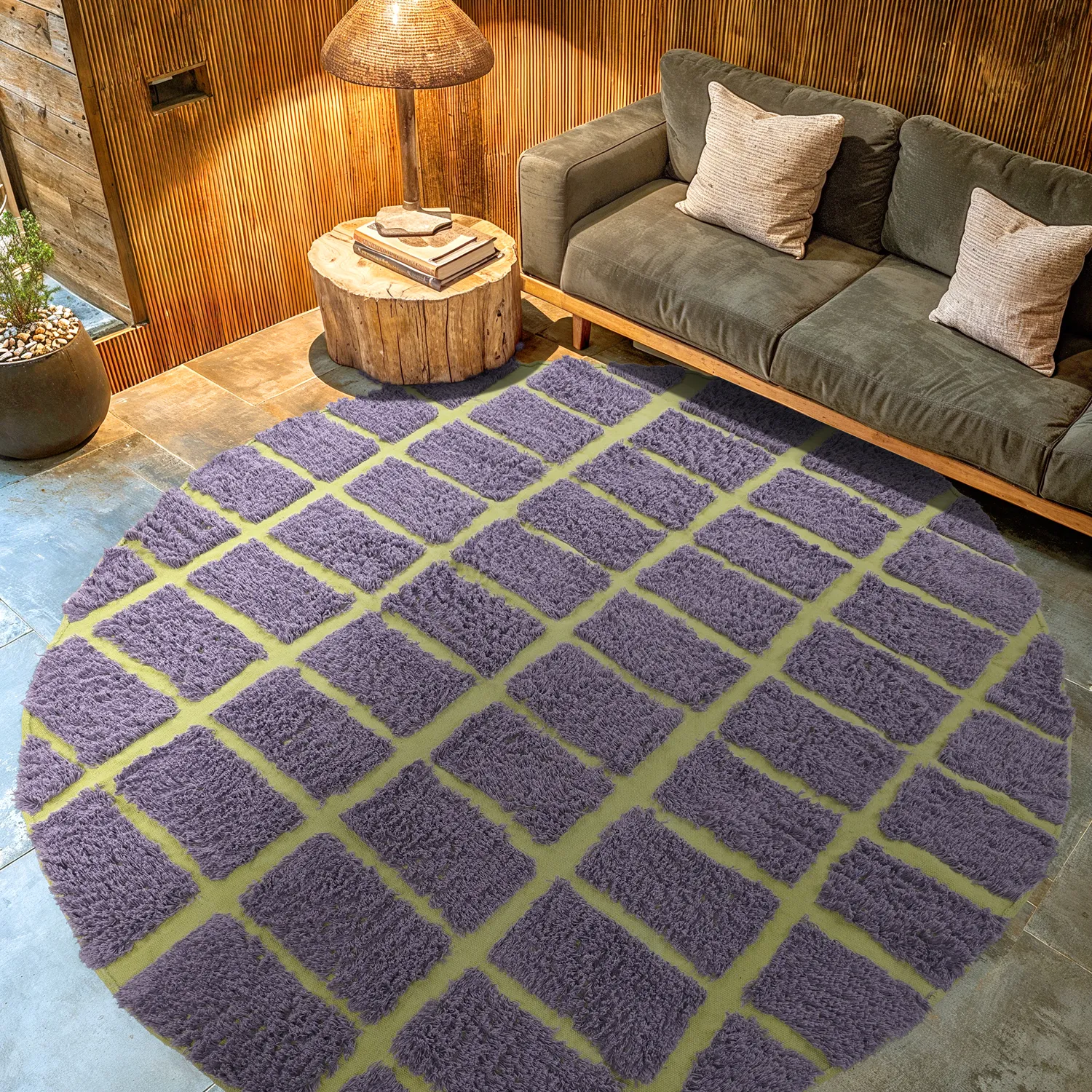 Rund Teppich - Zola Natural Cotton Shaggy (lila)