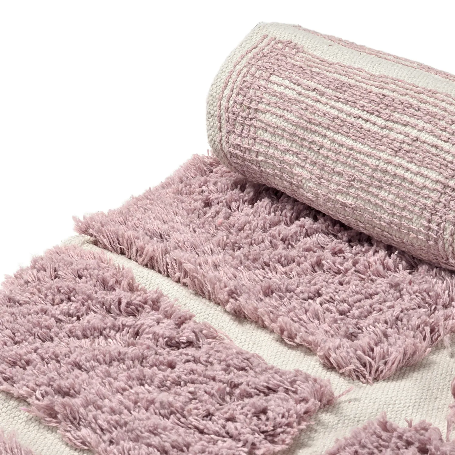 Rund Teppich - Zola Natural Cotton Shaggy (rosa)