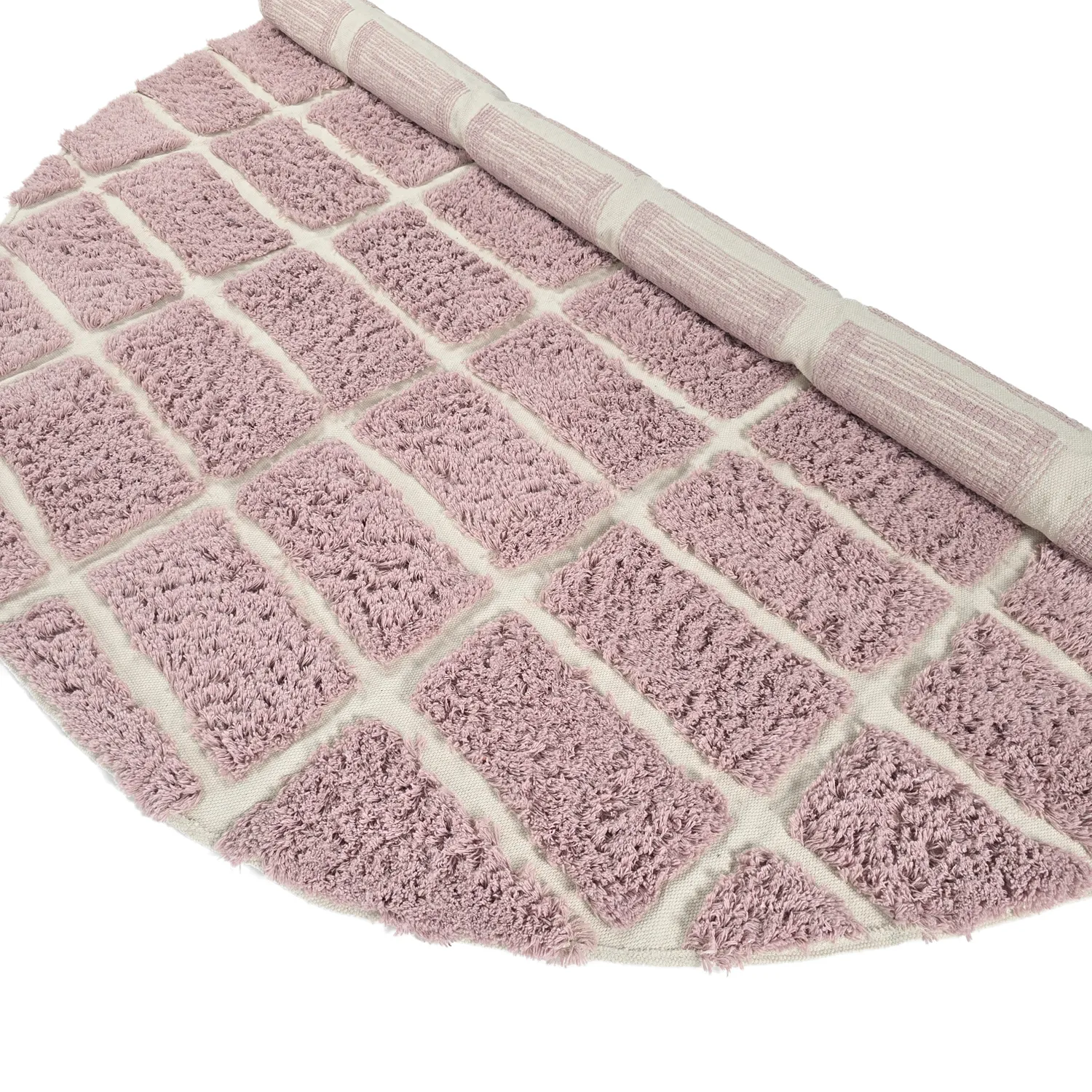 Rund Teppich - Zola Natural Cotton Shaggy (rosa)