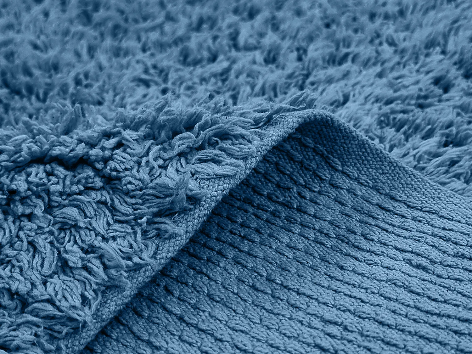 Tapis à poils longs - Alba Natural Cotton Shaggy (bleu)