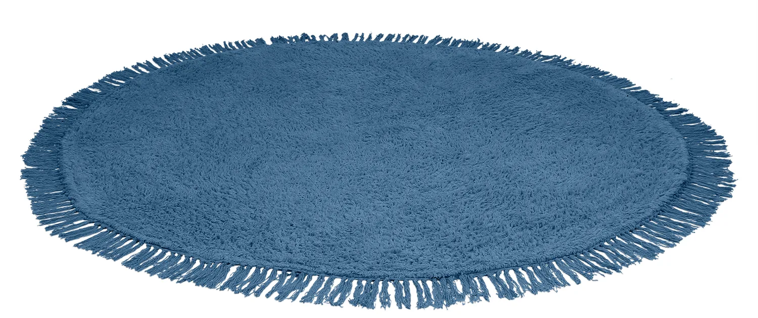 Runde Teppiche - Alba Natural Cotton Shaggy (blau)
