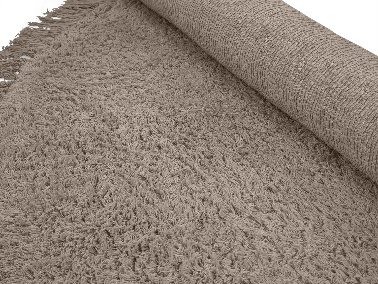 Tapis rond - Alba Natural Cotton Shaggy (taupe)