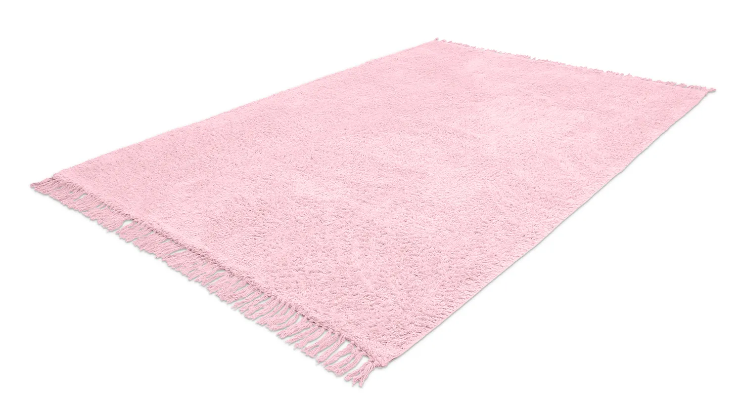Tapis à poils longs - Alba Natural Cotton Shaggy (rose clair)