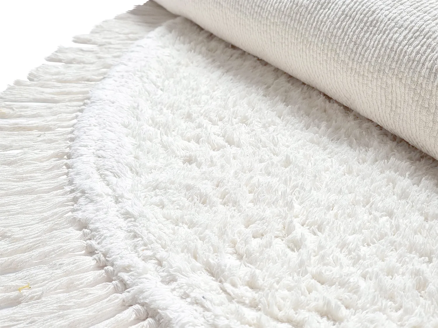 Tapis rond - Alba Natural Cotton Shaggy (blanc)