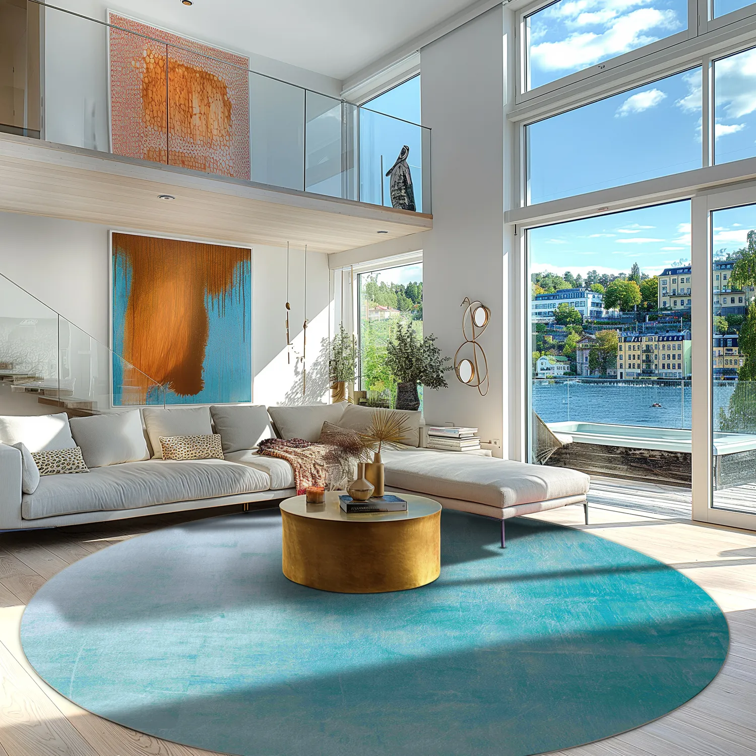 Rund Teppich - Artena (hellblau)