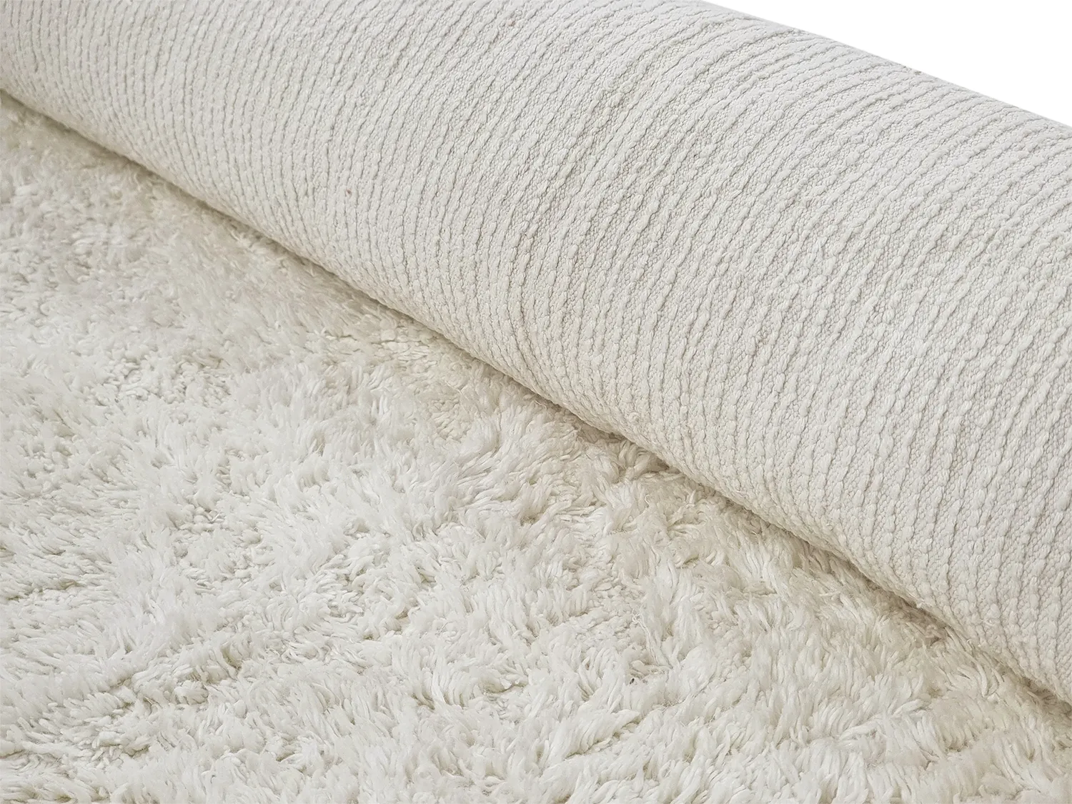 Tapis à poils longs - Sion Natural Cotton Shaggy (blanc cassé)
