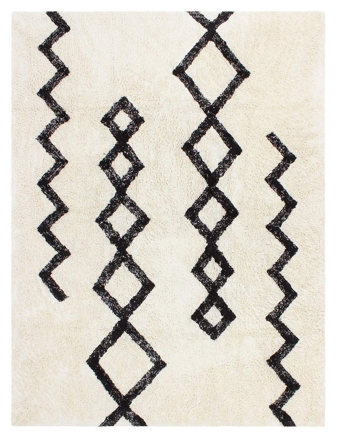 Hochflorteppiche - Chablis Natural Cotton Shaggy (offwhite/schwarz)