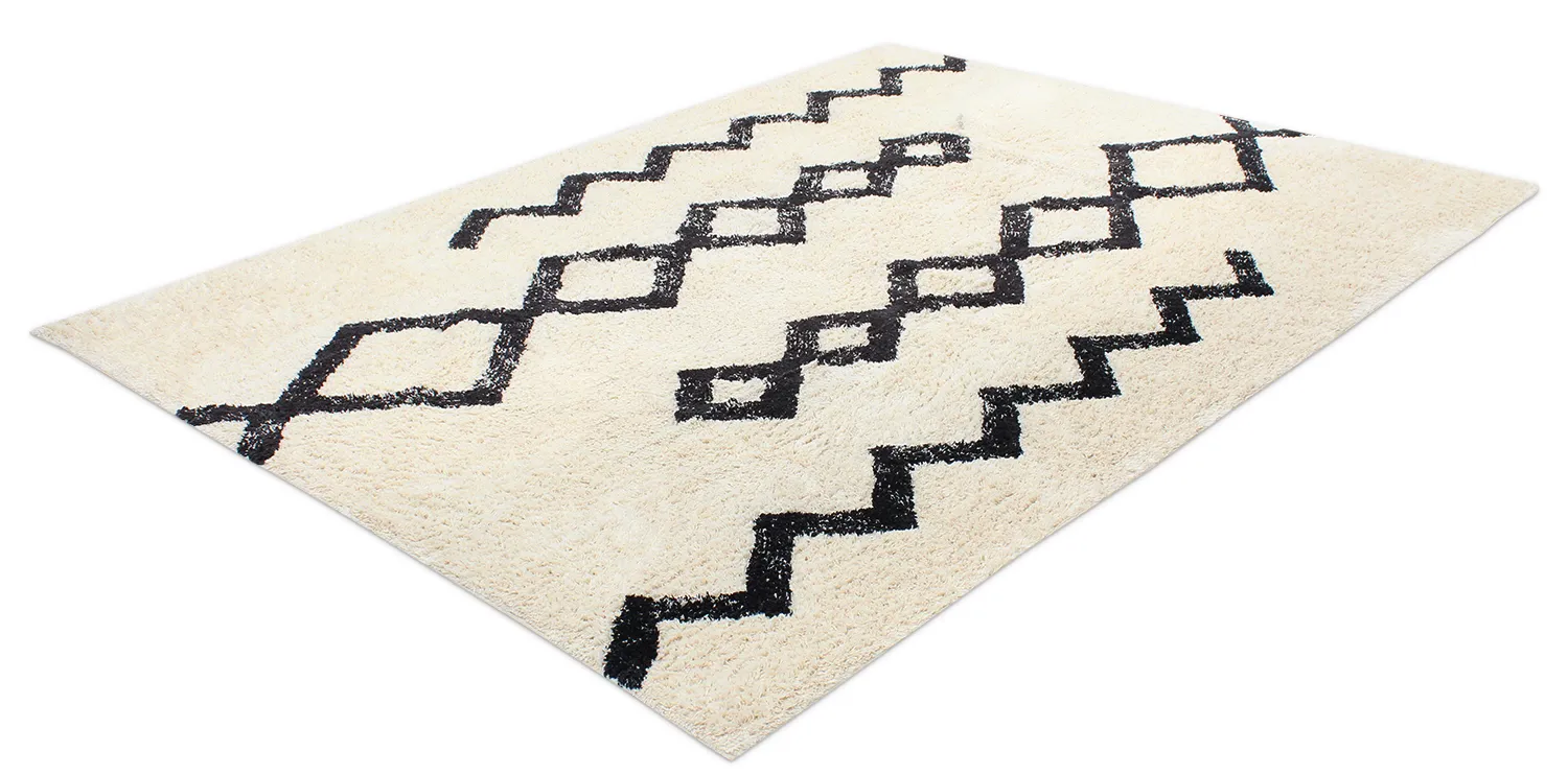 Hochflorteppiche - Chablis Natural Cotton Shaggy (offwhite/schwarz)