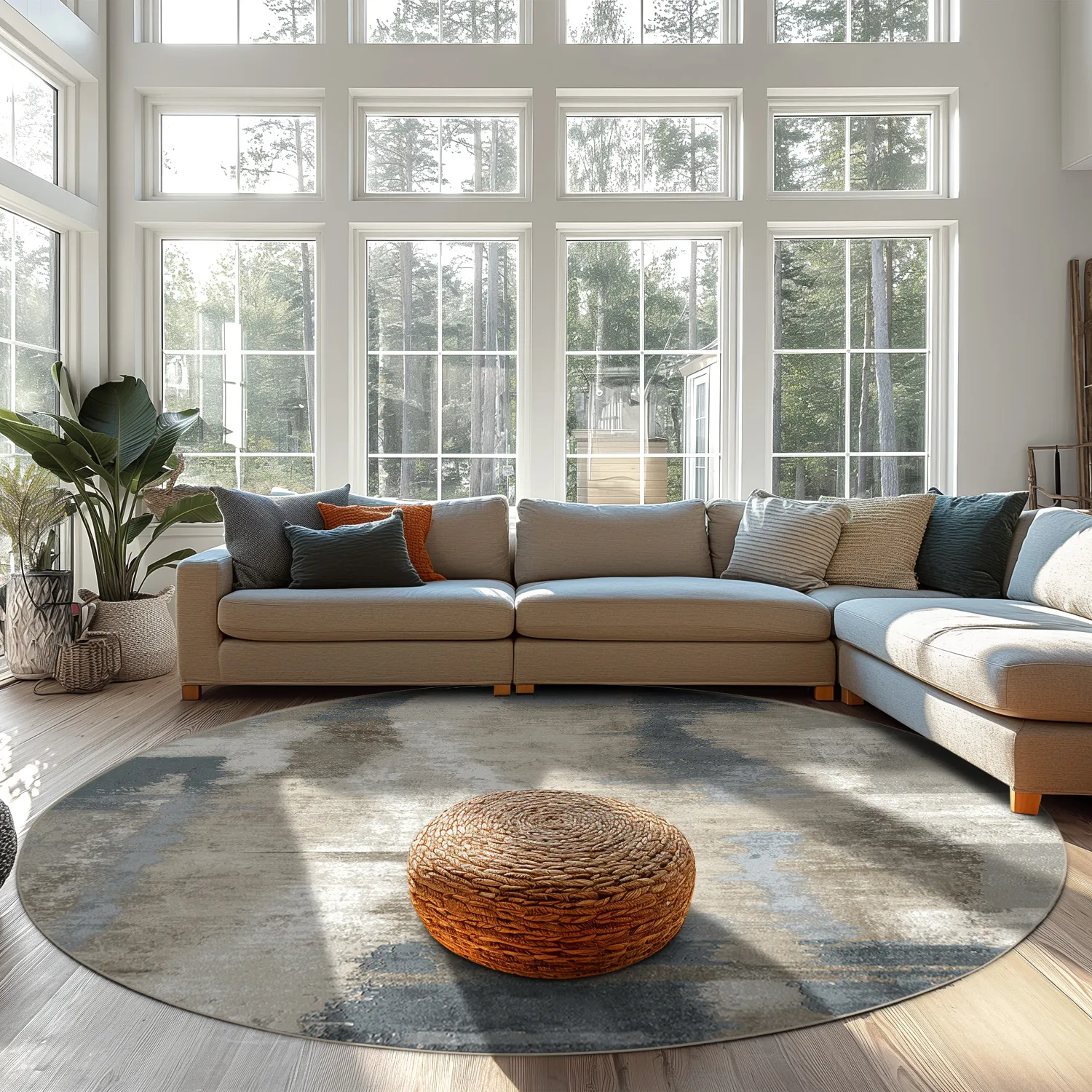 Rund Teppich - Arwen (blau/mehrfarbig)