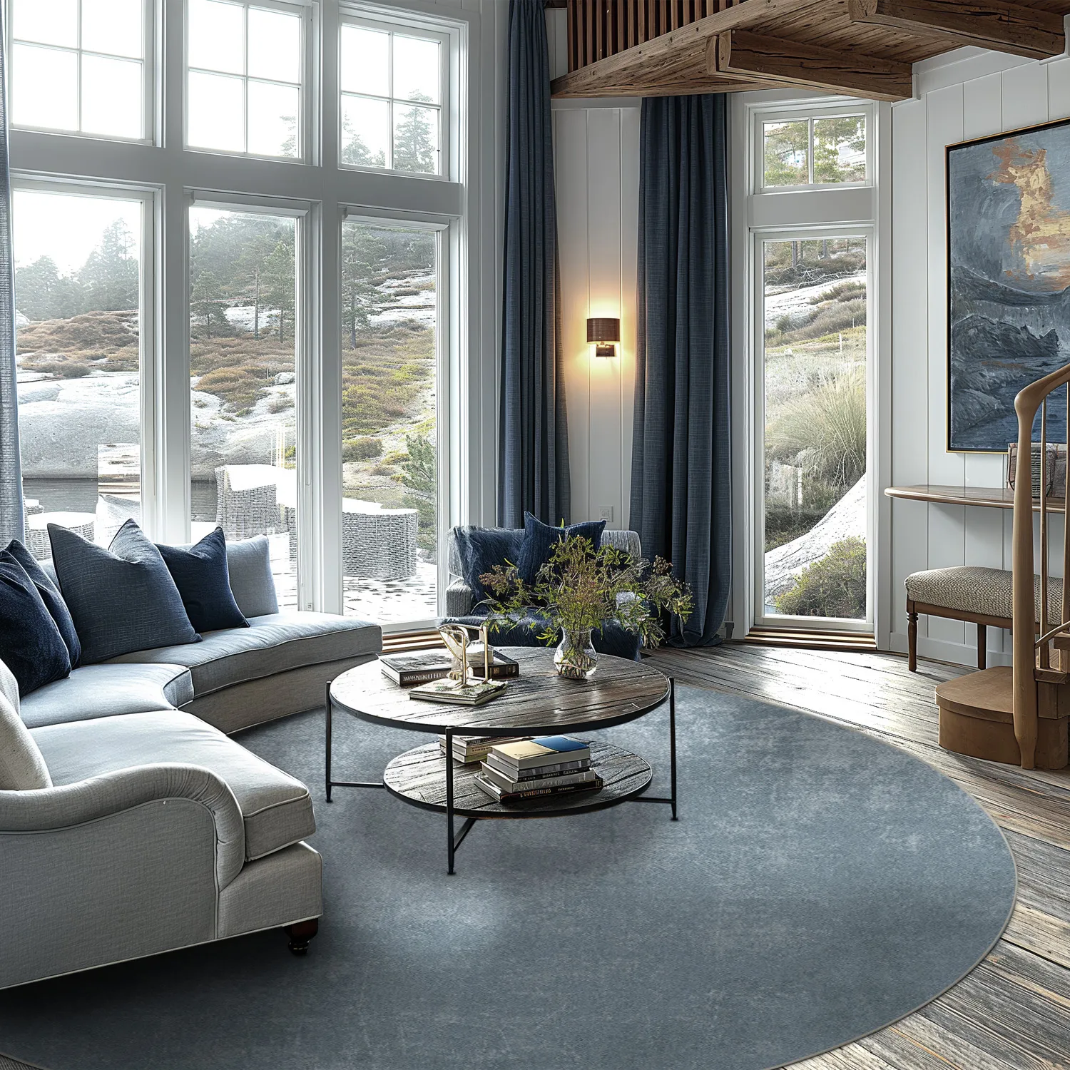 Rund Teppich - Lynton (blau)