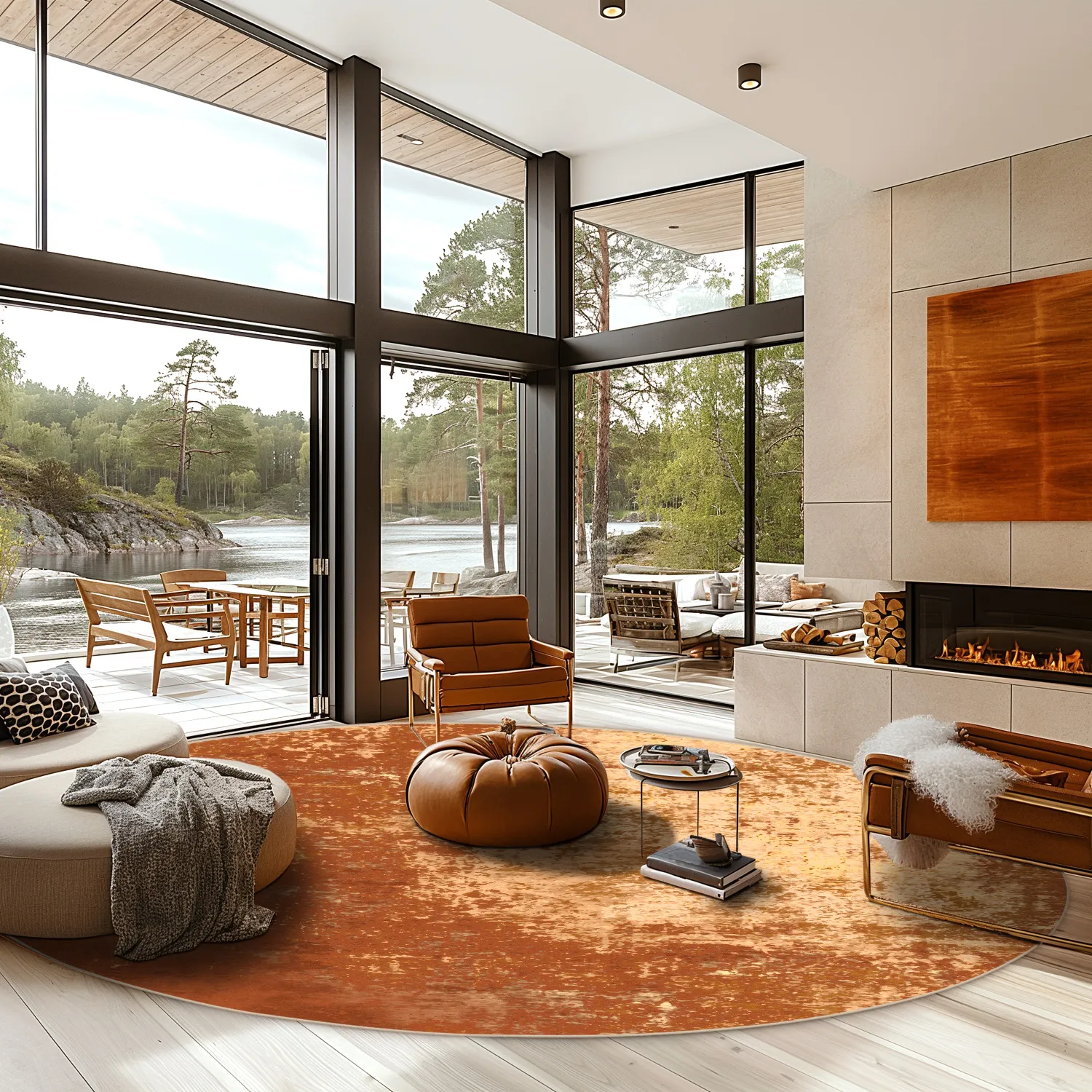 Tapis rond - Lynton (terre cuite)