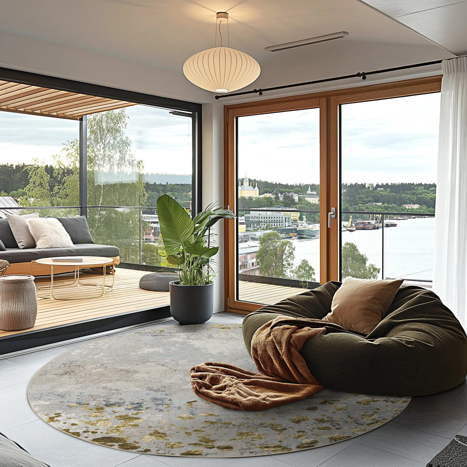 Rund Teppich - Maude (grau/gold)