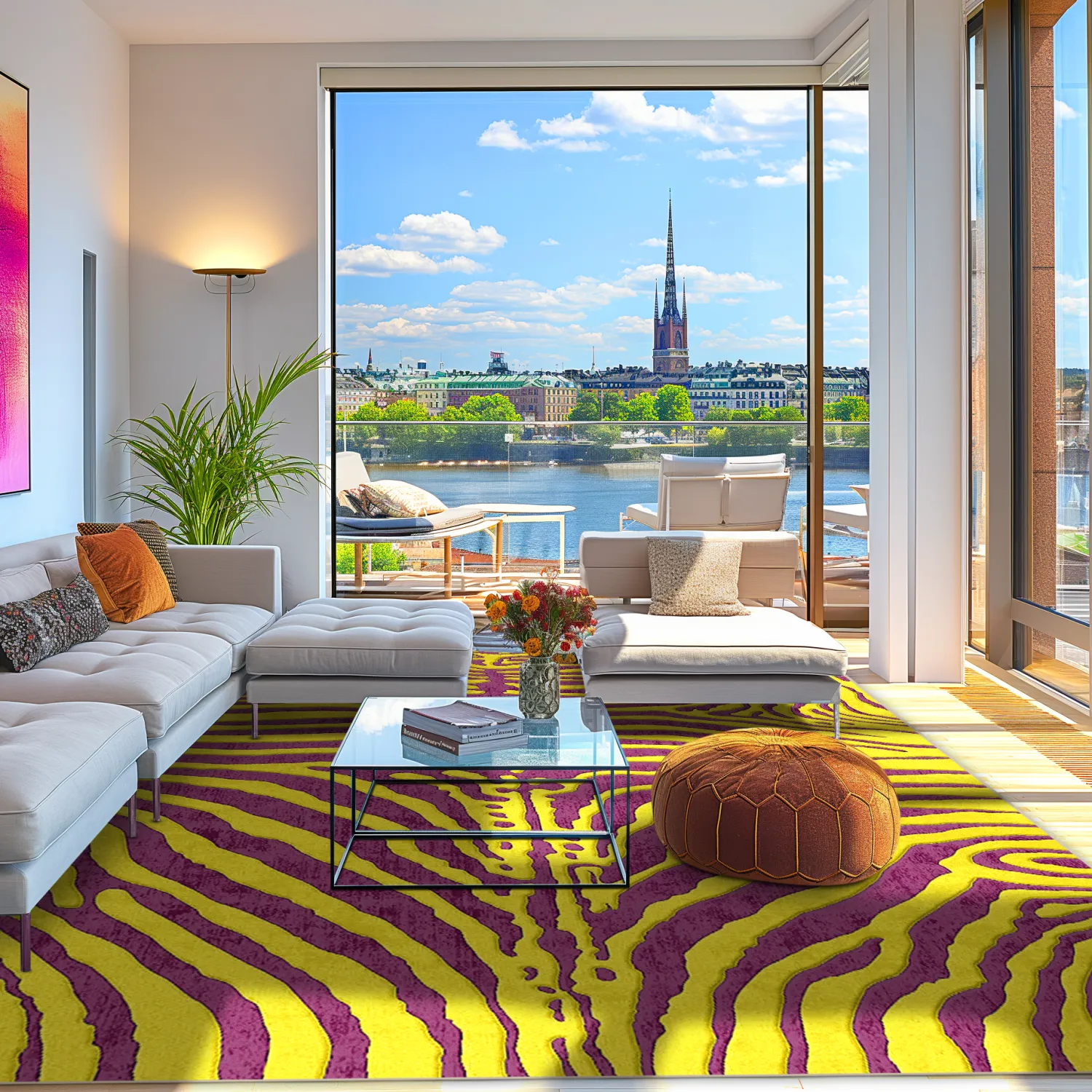 Tapis Wilton - Zebra (jaune/violet)