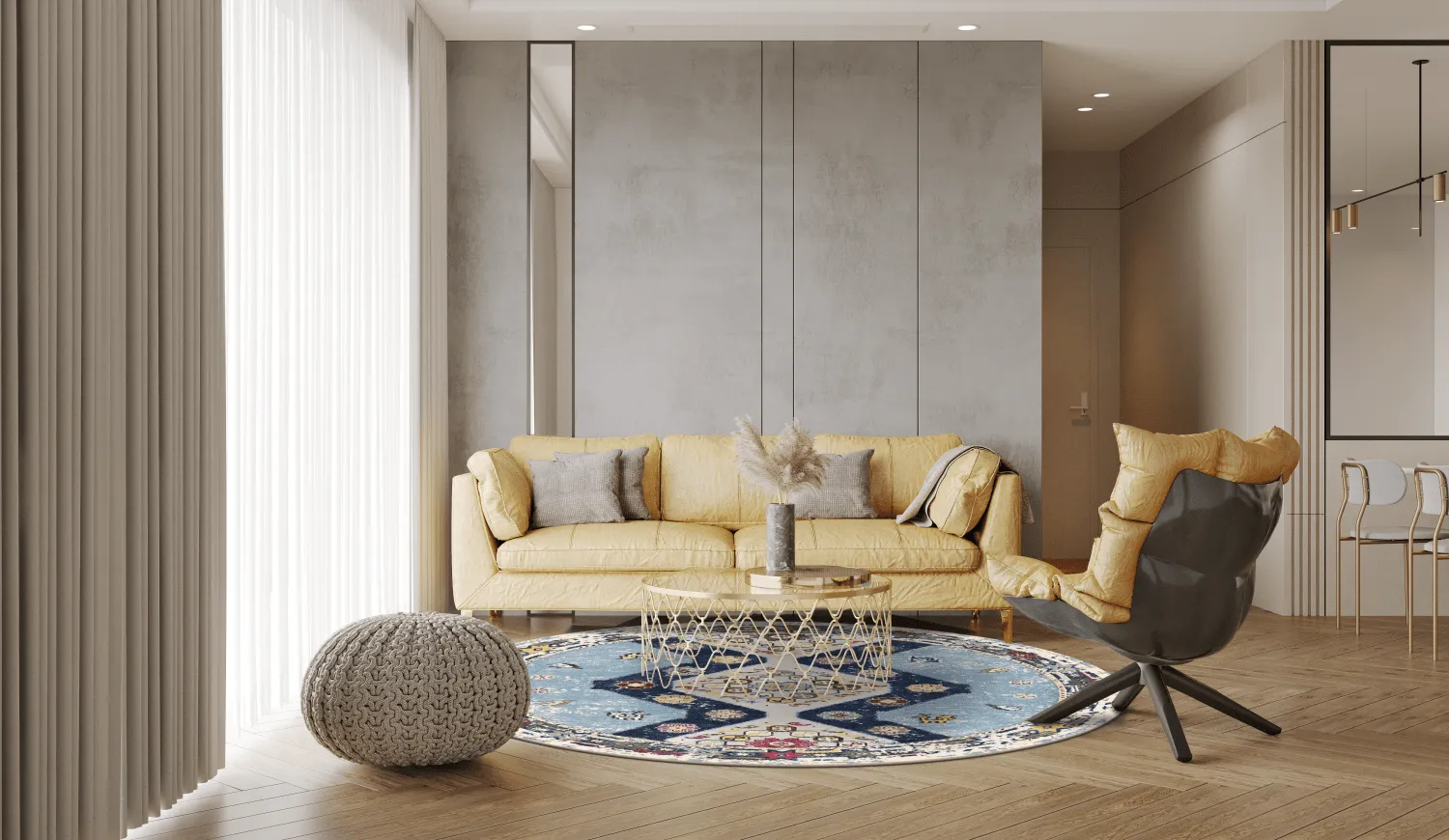 Rund Teppich - Mazzarino (blau/bunt)