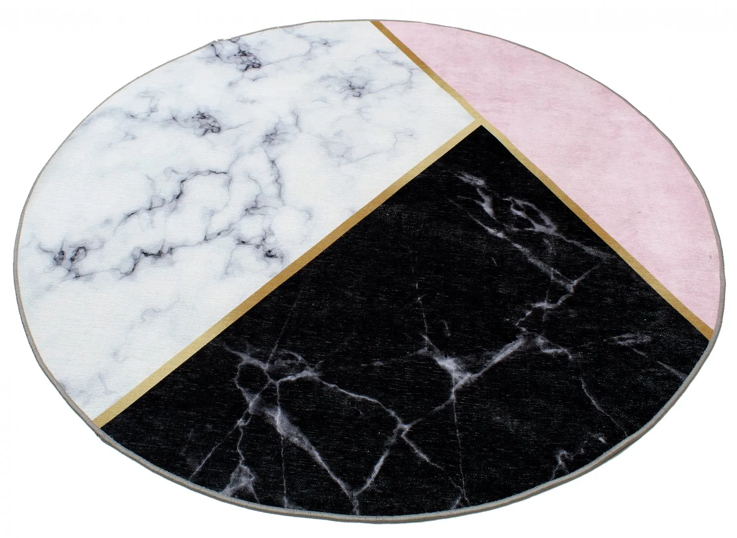Rund Teppich - Savino (schwarz/weiß/rosa)