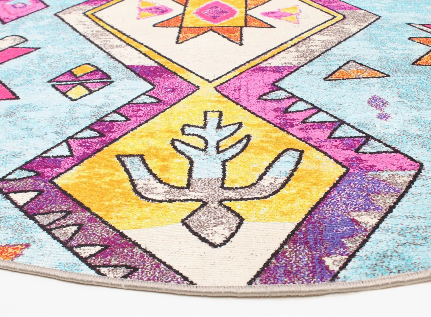 Rund Teppich - Misare (blau/bunt)