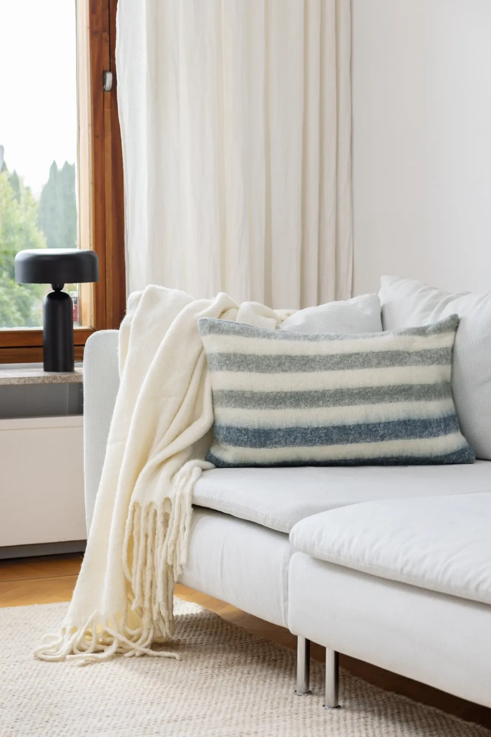 Kissenbezug aus Wollmischung - Monica (blau)