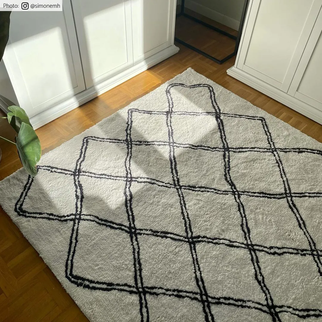 Hochflorteppiche - Morocco (schwarz/weiß)