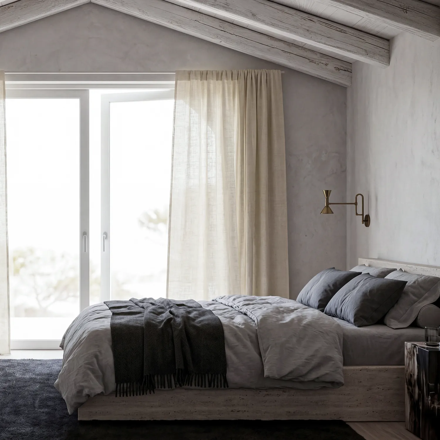 Rideaux Lot de 2 - Rideau en lin Noemi (crème)