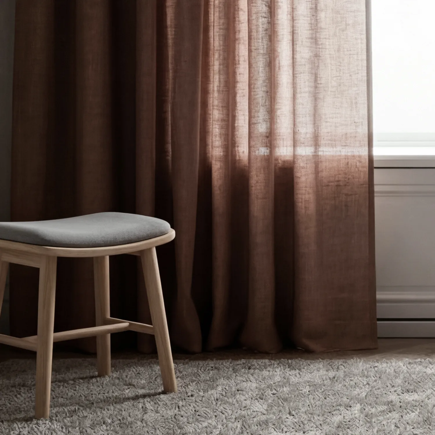 Rideaux Lot de 2 - Rideau en lin Noemi (marron foncé)