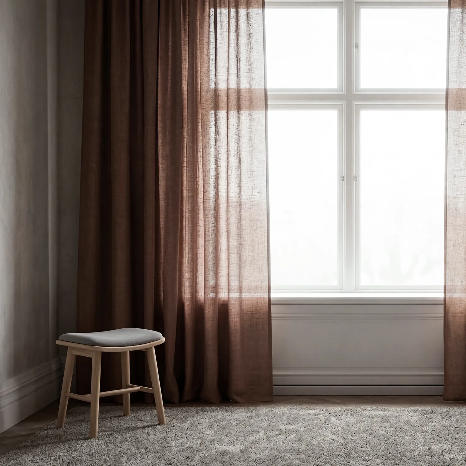 Rideaux Lot de 2 - Rideau en lin Noemi (marron foncé)