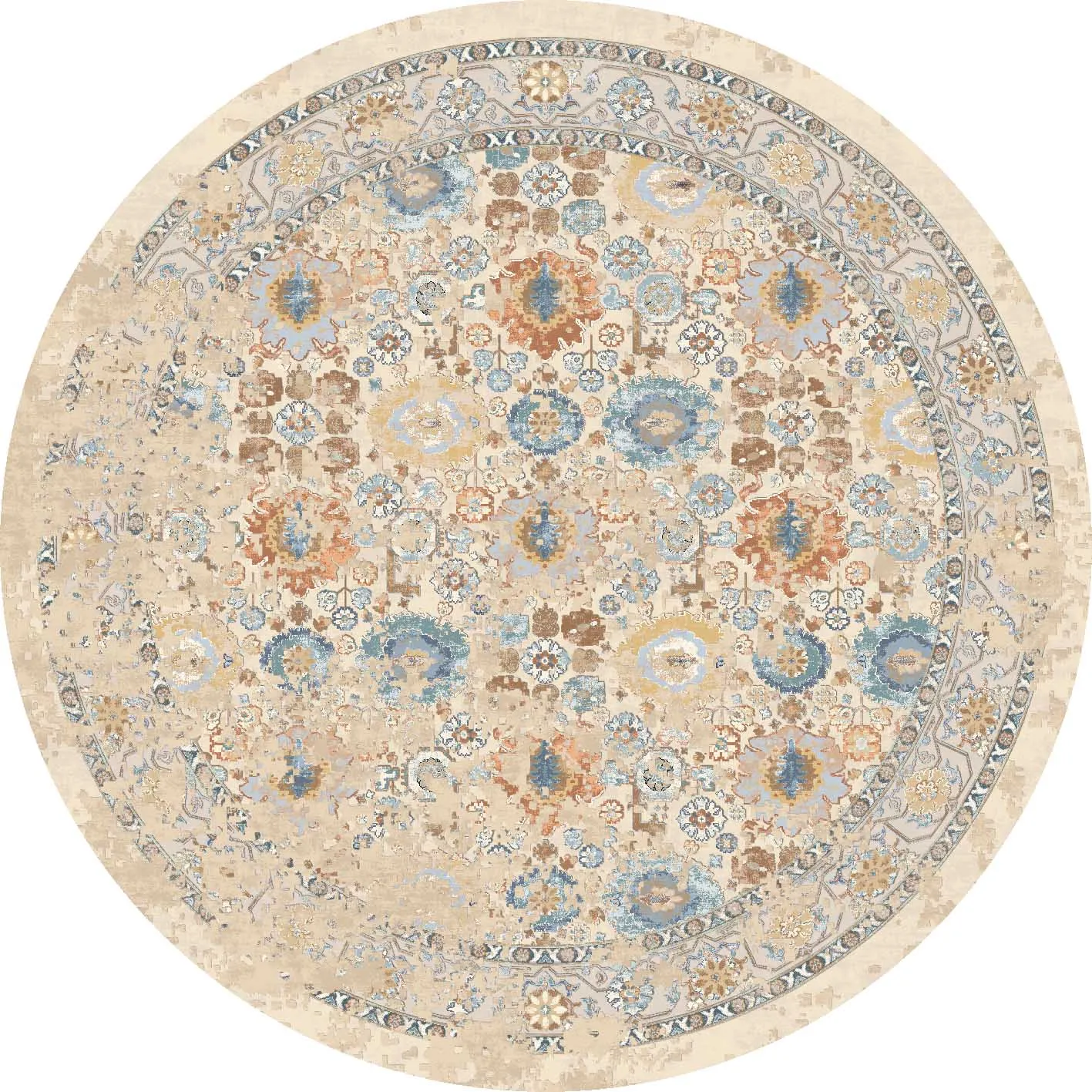 Runde Teppiche - Oakley (beige/blau)