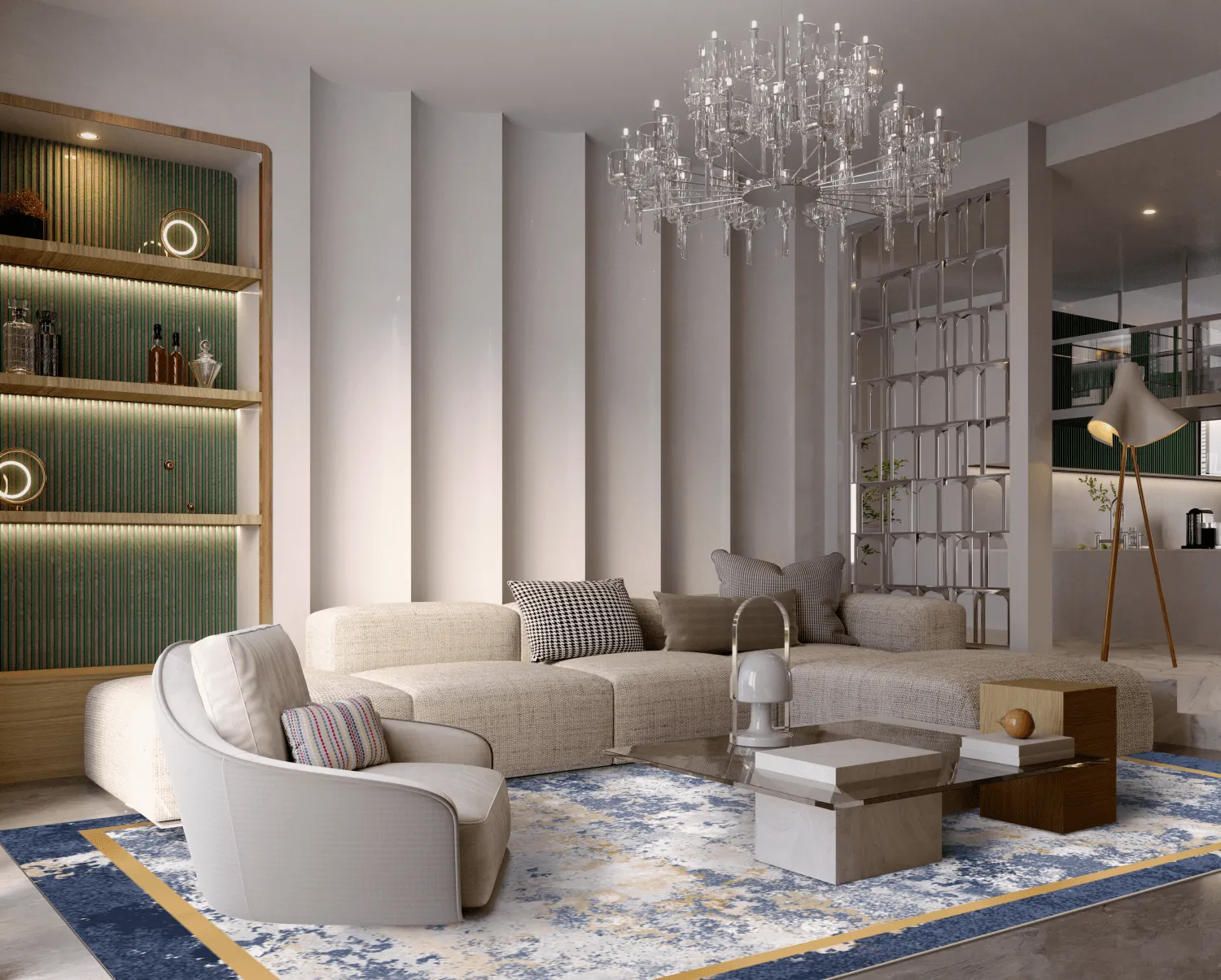 Wilton-Teppich - Peri (blau/bunt)